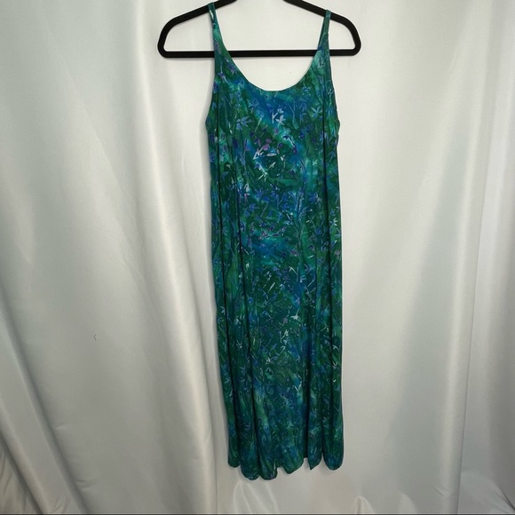 LA LUNA LOCA Tie Dye Floral Rayon maxi sun dress Size Medium - Picture 1 of 6